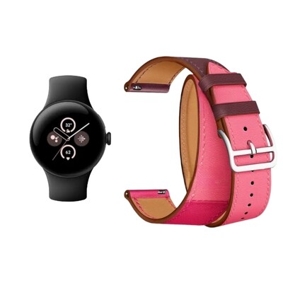 (Pixel) Hermes Fuchsia Leather double tour band - جلد هرميز دبل فوشي 