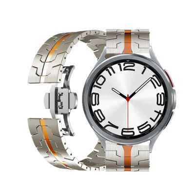 (22mm) New Steel design iron man band Titanium&amp;Orange - باند ستيل تصميم ايرون مان جديد تيتانيوم مع برتقالي 