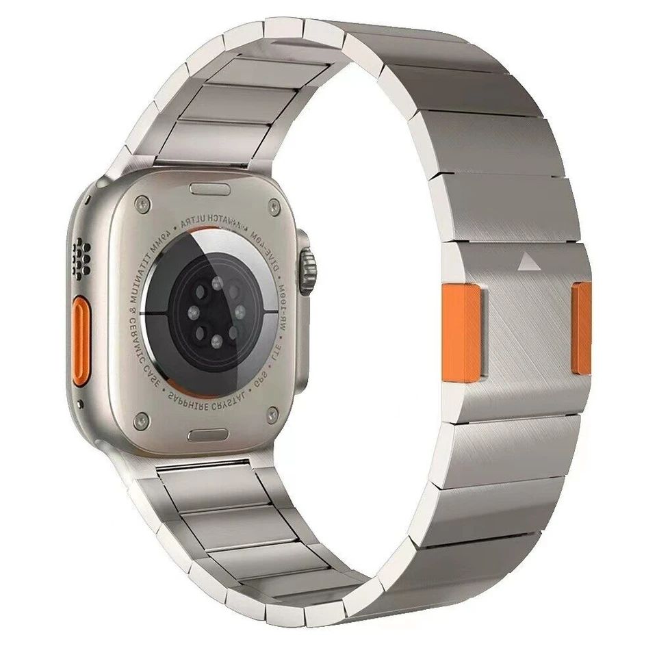 (42mm-44mm-45mm-49mm) Steel Ceramic Ez Link Titanium/Orange - ستيل سيراميك دقمه تصغير تيتانيوم مع برتقالي 