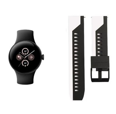 (Pixel) Silicone 2 Colors sports band White&amp;Black -  باند سيليكون رياضي لونين أبيض مع اسود 