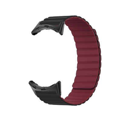 (Pixel) Double color silicone magnatic band Black&amp;Burgundy - باند سيليكون مغناطيسي لونين اسود مع عنابي 