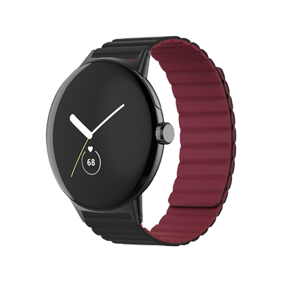 (Pixel) Double color silicone magnatic band Black&amp;Burgundy - باند سيليكون مغناطيسي لونين اسود مع عنابي 