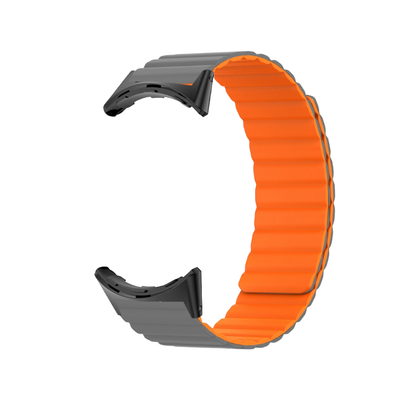 (Pixel) Double color silicone magnatic band Grey&amp;Orange - باند سيليكون مغناطيسي لونين رمادي مع برتقالي