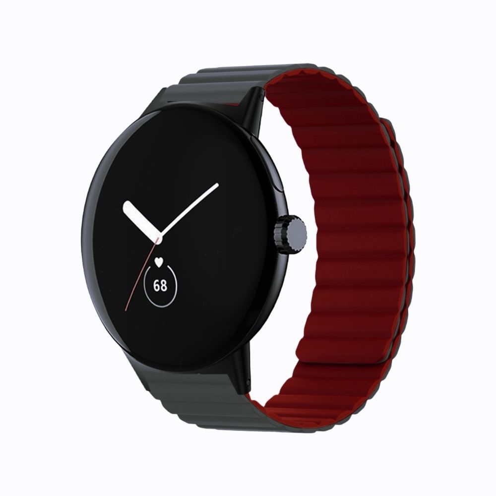 (Pixel) Double color silicone magnatic band Grey&amp;Burgundy - باند سيليكون مغناطيسي لونين رمادي مع عنابي 