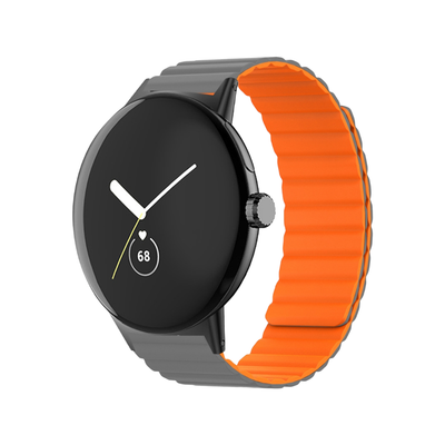 (Pixel) Double color silicone magnatic band Grey&amp;Orange - باند سيليكون مغناطيسي لونين رمادي مع برتقالي