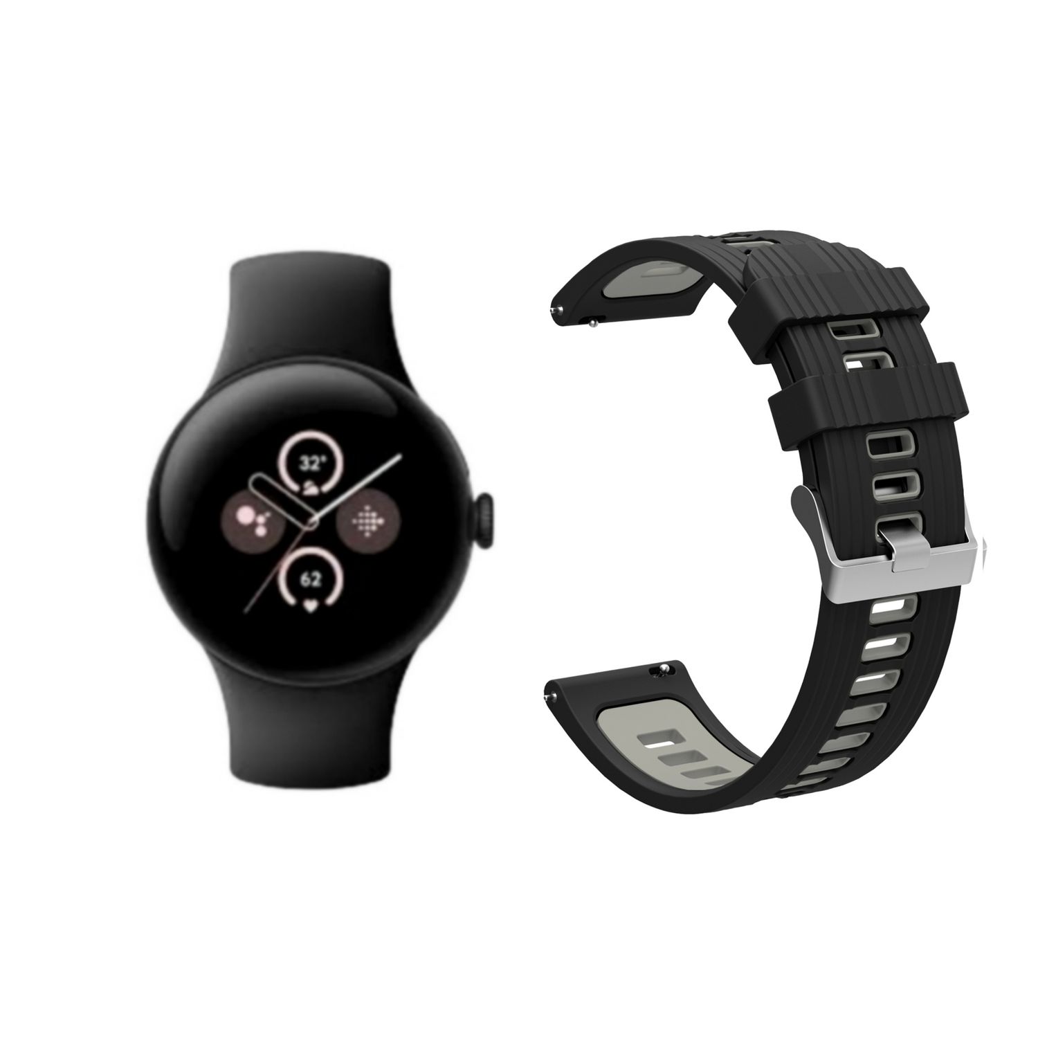(Pixel) Silicone Sports Band Black&amp;Grey -  باند سيليكون رياضي لون اسود مع رمادي 