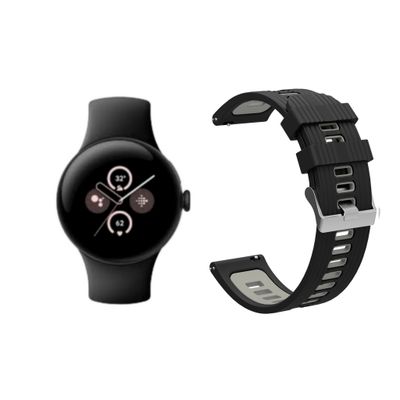 (Pixel) Silicone Sports Band Black&amp;Grey -  باند سيليكون رياضي لون اسود مع رمادي 