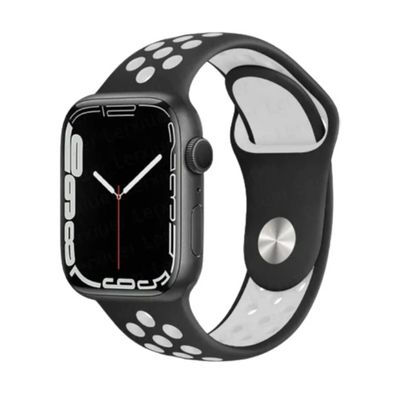 (38mm-40mm-41mm) Nike Sports Silicone band Black&amp;White - باند نايك سبورت سيليكون اسود مع أبيض 