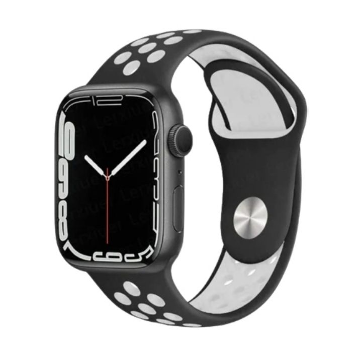 (38mm-40mm-41mm) Nike Sports Silicone band Black&amp;White - باند نايك سبورت سيليكون اسود مع أبيض 