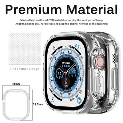 49mm Apple watch TPU full cover  - Transparent - فل كفر ربل لساعات ابل مقاس  ٤٩م - شفاف
