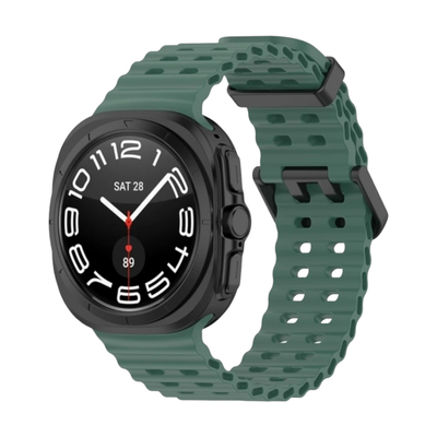 (Galaxy Watch 7 Ultra ONLY) Sports Silicone new design Green - باند سيليكون رياضي تصميم جديد زيتي 