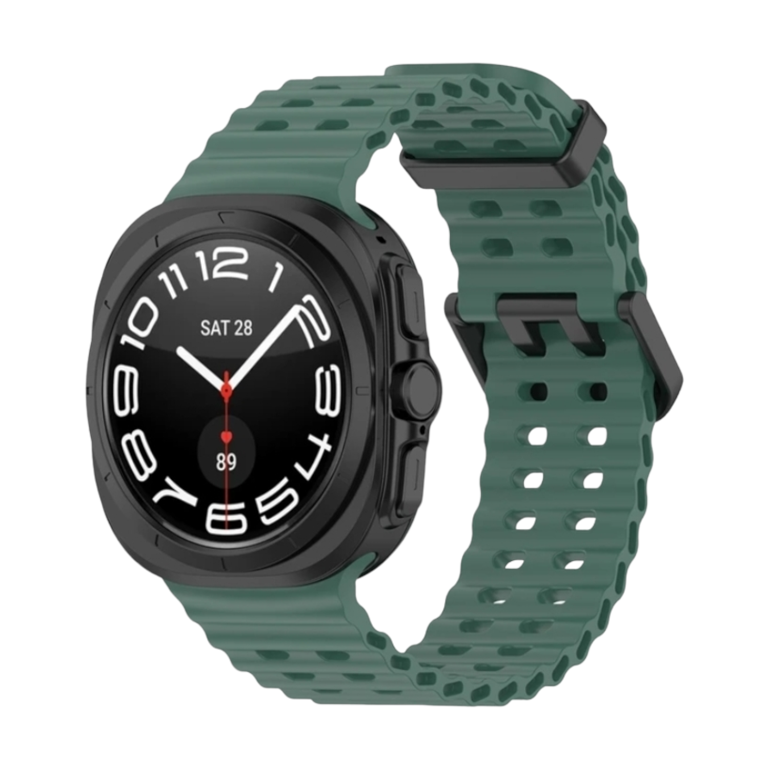 (Galaxy Watch 7 Ultra ONLY) Sports Silicone new design Green - باند سيليكون رياضي تصميم جديد زيتي 