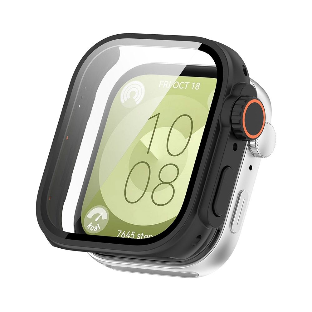 (Huawei Fit 3 ONLY) Full cover Huawei Fit 3 to Watch Ultra convertor Black - فل كفر مع جام تحويل ساعه فت ٣ إلى ابل الترا اسود 