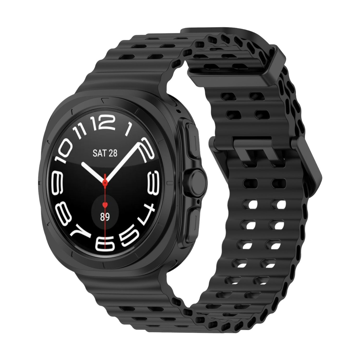 (Galaxy Watch 7 Ultra ONLY) Sports Silicone new design Black - باند سيليكون رياضي تصميم جديد اسود 