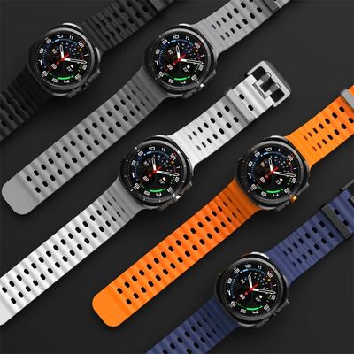 (Galaxy Watch 7 &amp; 8 Ultra ONLY) Sports Silicone new design Green - باند سيليكون رياضي تصميم جديد زيتي 