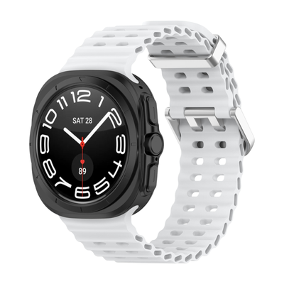 (Galaxy Watch 7 Ultra ONLY) Sports Silicone new design White - باند سيليكون رياضي تصميم جديد ابيض