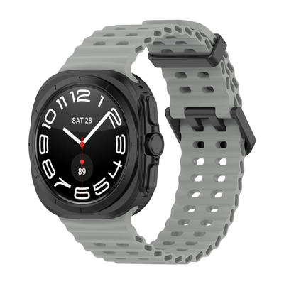 (Galaxy Watch 7 Ultra ONLY) Sports Silicone new design Grey - باند سيليكون رياضي تصميم جديد رمادي