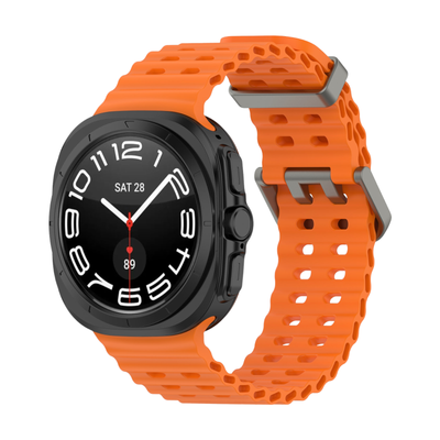 (Galaxy Watch 7 Ultra ONLY) Sports Silicone new design Orange - باند سيليكون رياضي تصميم جديد برتقالي