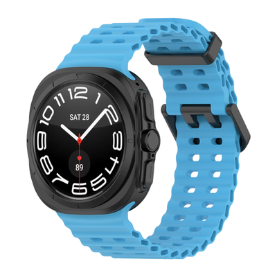 (Galaxy Watch 7 Ultra ONLY) Sports Silicone new design Light Blue - باند سيليكون رياضي تصميم جديد سماوي