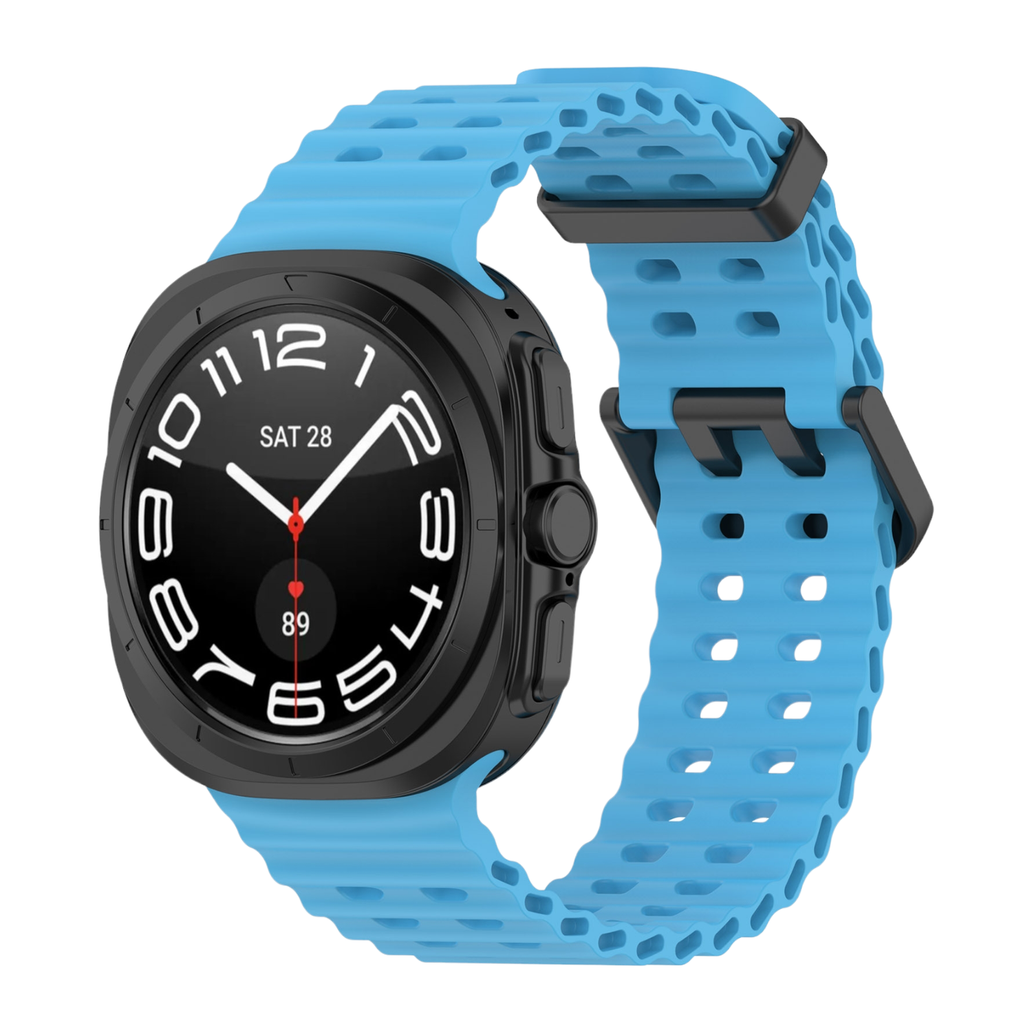 (Galaxy Watch 7 Ultra ONLY) Sports Silicone new design Light Blue - باند سيليكون رياضي تصميم جديد سماوي