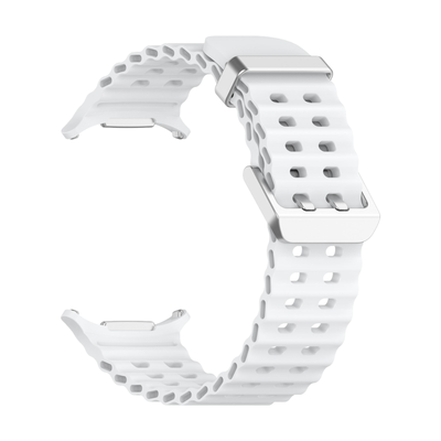 (Galaxy Watch 7 &amp; 8 Ultra ONLY) Sports Silicone new design White - باند سيليكون رياضي تصميم جديد ابيض