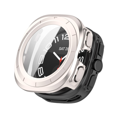 (Galaxy Watch 7 Ultra ONLY) Full cover with glass screen protector Titanium - فل كفر تيتانيوم مع حمايه شاشه جام لساعات جلكسي ووتش 7 الترا