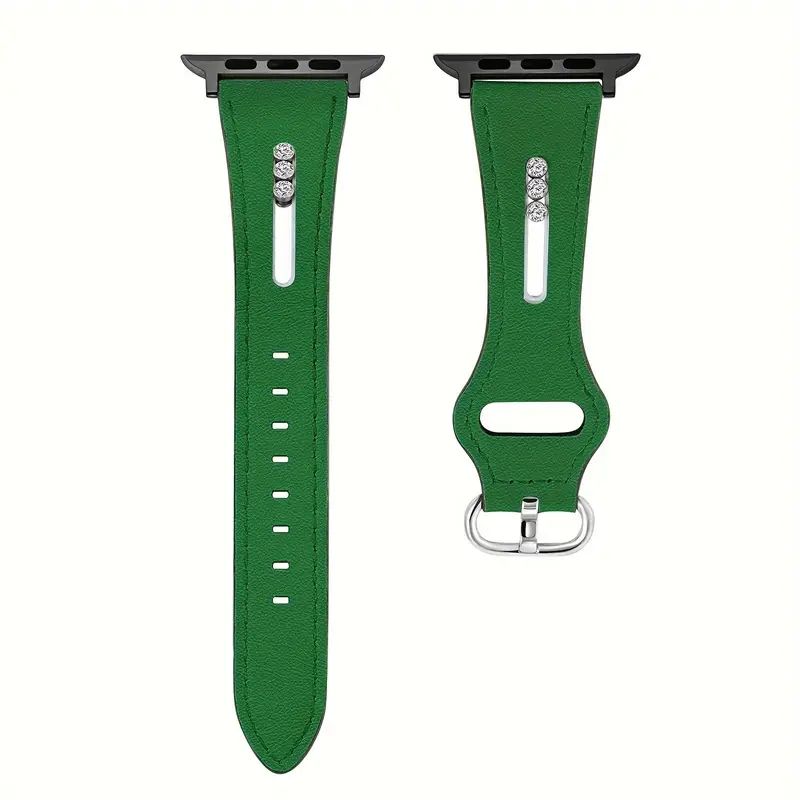 (42mm-44mm-45mm-49mm) Ladies Leather diamond band Green - باند جلد دايموند نسائي أخضر