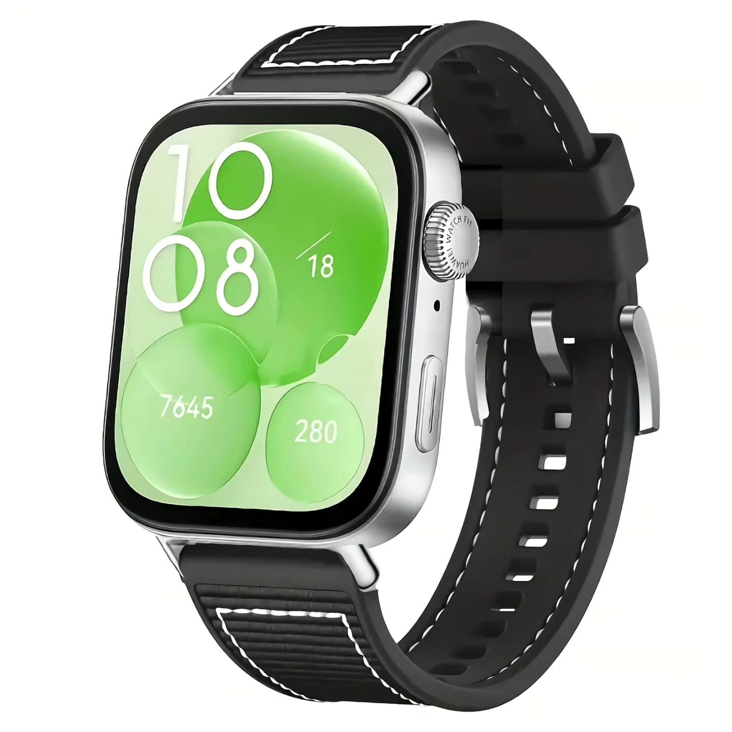 (Huawei Fit 1 &amp; 2 &amp; 3 &amp; 4/Pro) GT design Silicone Sports band Black - باند تصميم جي تي سيليكون رياضي لون اسود