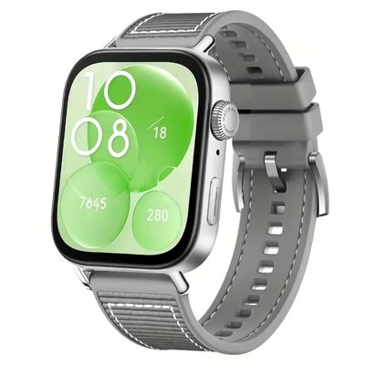 (Huawei Fit 1 &amp; 2 &amp; 3 &amp; 4/Pro) GT design Silicone Sports band Grey - باند تصميم جي تي سيليكون رياضي لون رمادي