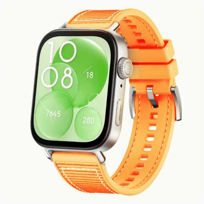 (Huawei Fit 1 &amp; 2 &amp; 3 &amp; 4/Pro) GT design Silicone Sports band Orange - باند تصميم جي تي سيليكون رياضي لون برتقالي