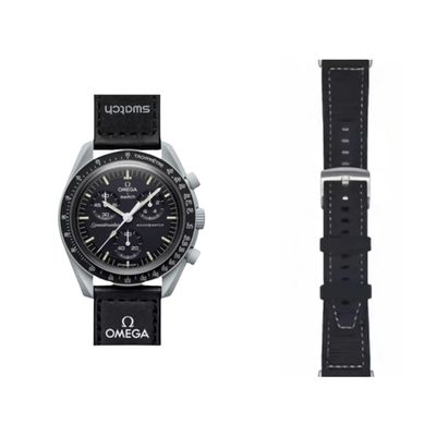 (OmegaXSwatch) GT design Silicone Sports band Black - باند تصميم جي تي سيليكون رياضي لون اسود