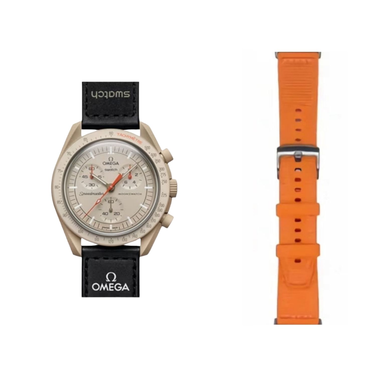 (OmegaXSwatch) GT design Silicone Sports band Orange - باند تصميم جي تي سيليكون رياضي لون برتقالي
