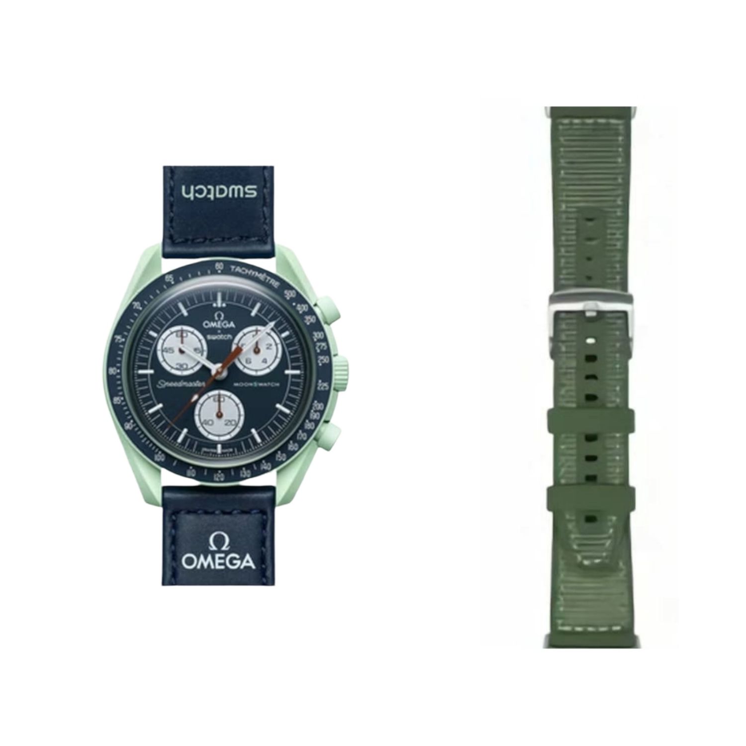 (OmegaXSwatch) GT design Silicone Sports band Green - باند تصميم جي تي سيليكون رياضي لون زيتي