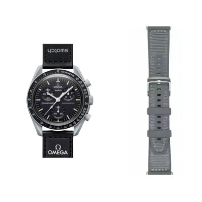 (OmegaXSwatch) GT design Silicone Sports band Grey - باند تصميم جي تي سيليكون رياضي لون رمادي