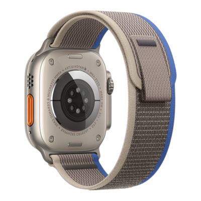 (42mm-44mm-45mm-49mm) Fabric Grey&amp;Blue Trail loop strap design - خام رمادي مع ازرق تصميم ساعه الالترا الجديد 