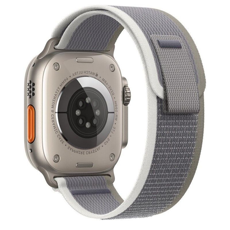 (42mm-44mm-45mm-49mm) Fabric Green&amp;White Trail loop strap design - خام أخضر مع أبيض تصميم ساعه الالترا الجديد 