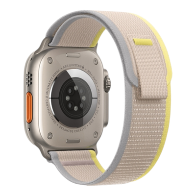 (42mm-44mm-45mm-49mm) Fabric Grey&amp;Yellow Trail loop strap design - خام رمادي مع اصفر تصميم ساعه الالترا الجديد 