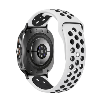 (Galaxy Watch 7 Ultra ONLY) Nike Sports Silicone band White&amp;Black - باند نايك سبورت سيليكون لون ابيض مع اسود 