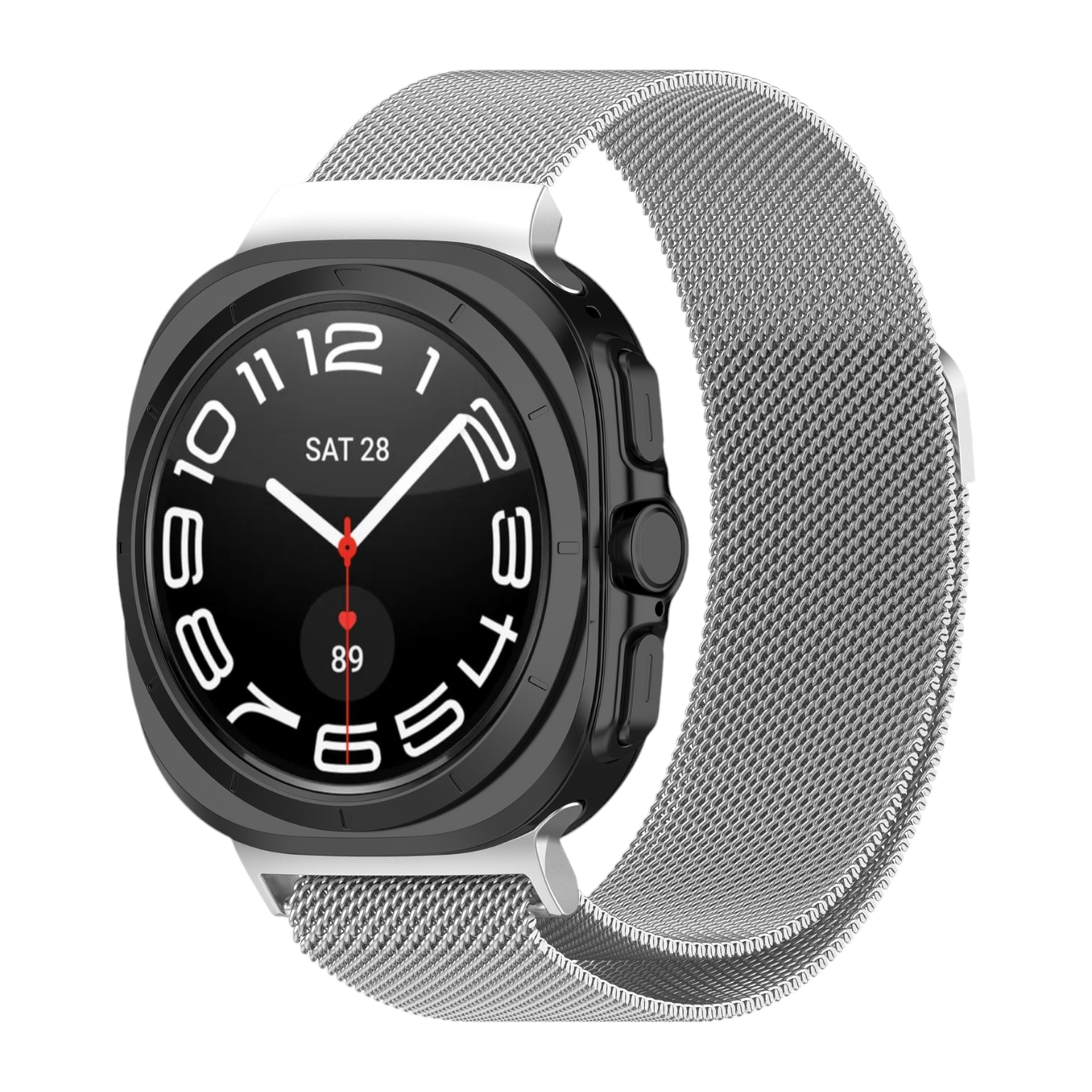(Galaxy Watch 7 Ultra ONLY) Steel Magnatic Full Silver -  باند ستيل مغناطيس سلفر 