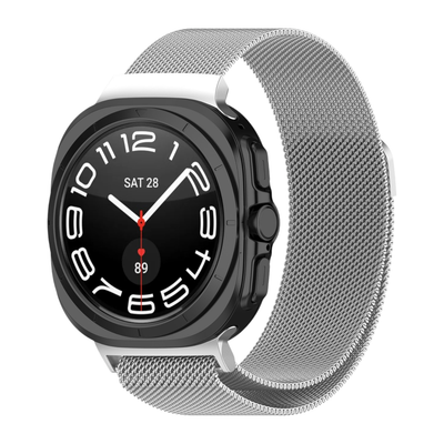 (Galaxy Watch 7 Ultra ONLY) Steel Magnatic Full Silver -  باند ستيل مغناطيس سلفر 