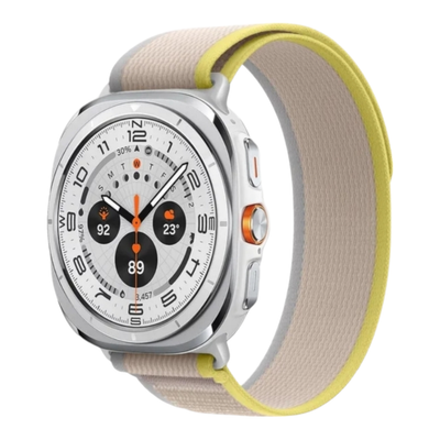 (Galaxy Watch 7 Ultra ONLY) Trail Loop Grey&amp;Yellow new ultra design - باند خام رمادي مع اصفر تصميم ساعه الالترا الجديد 