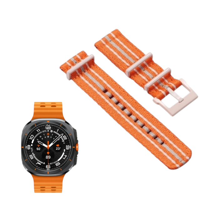 (Galaxy Watch 7 Ultra ONLY) Fabric Band Scuba design Orange - باند خام تصميم سكوبا برتقالي 