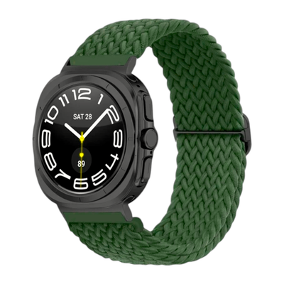 (Galaxy Watch 7 Ultra ONLY) Fabric stretch band Green - باند خام فري سايز زيتي 