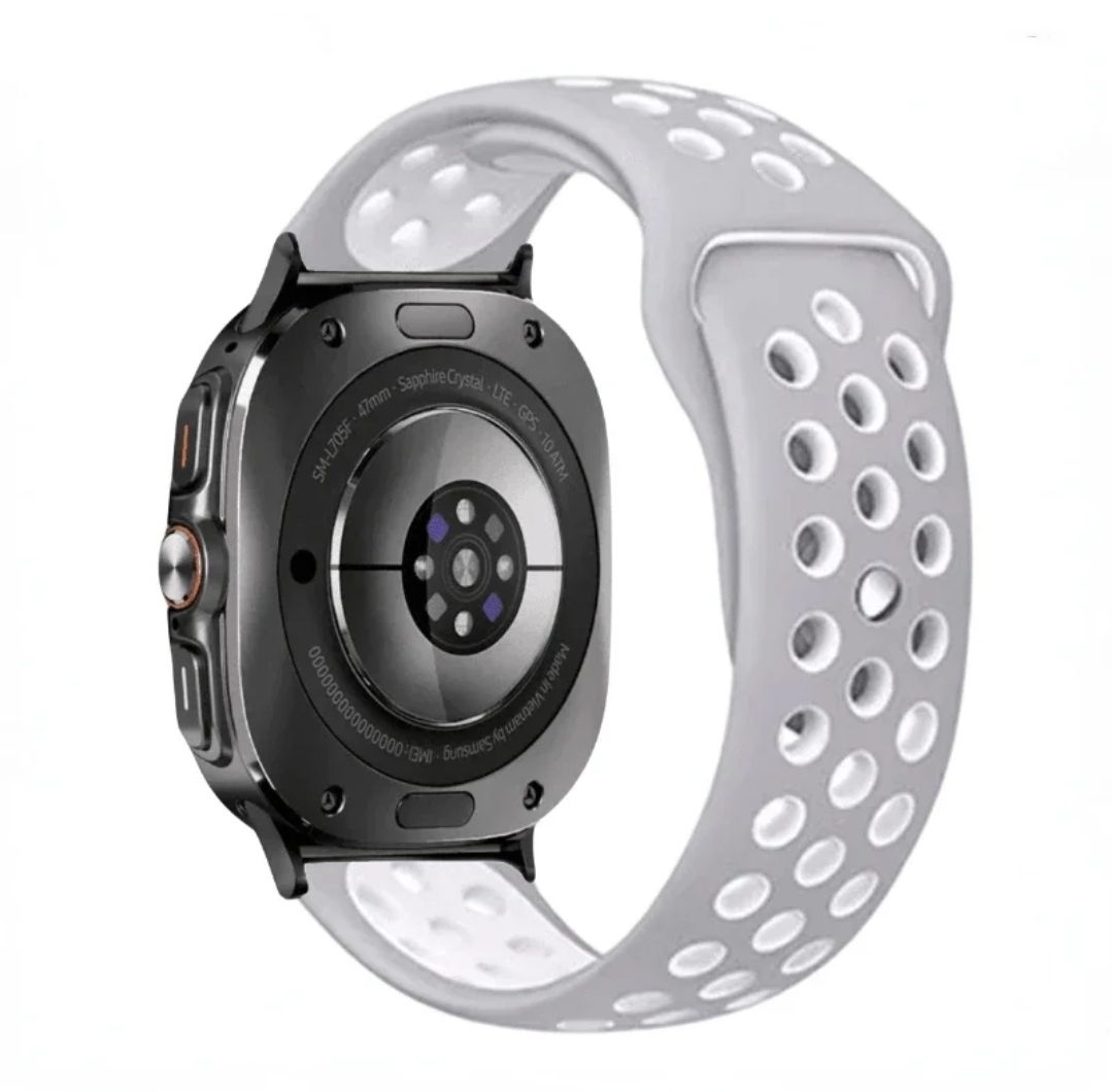 (Galaxy Watch 7 Ultra ONLY) Nike Sports Silicone band Grey&amp;White - باند نايك سبورت سيليكون لون رمادي مع أبيض 