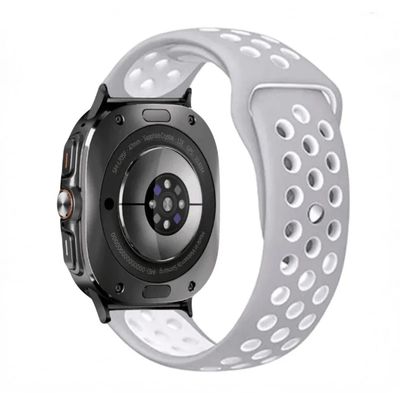 (Galaxy Watch 7 Ultra ONLY) Nike Sports Silicone band Grey&amp;White - باند نايك سبورت سيليكون لون رمادي مع أبيض 