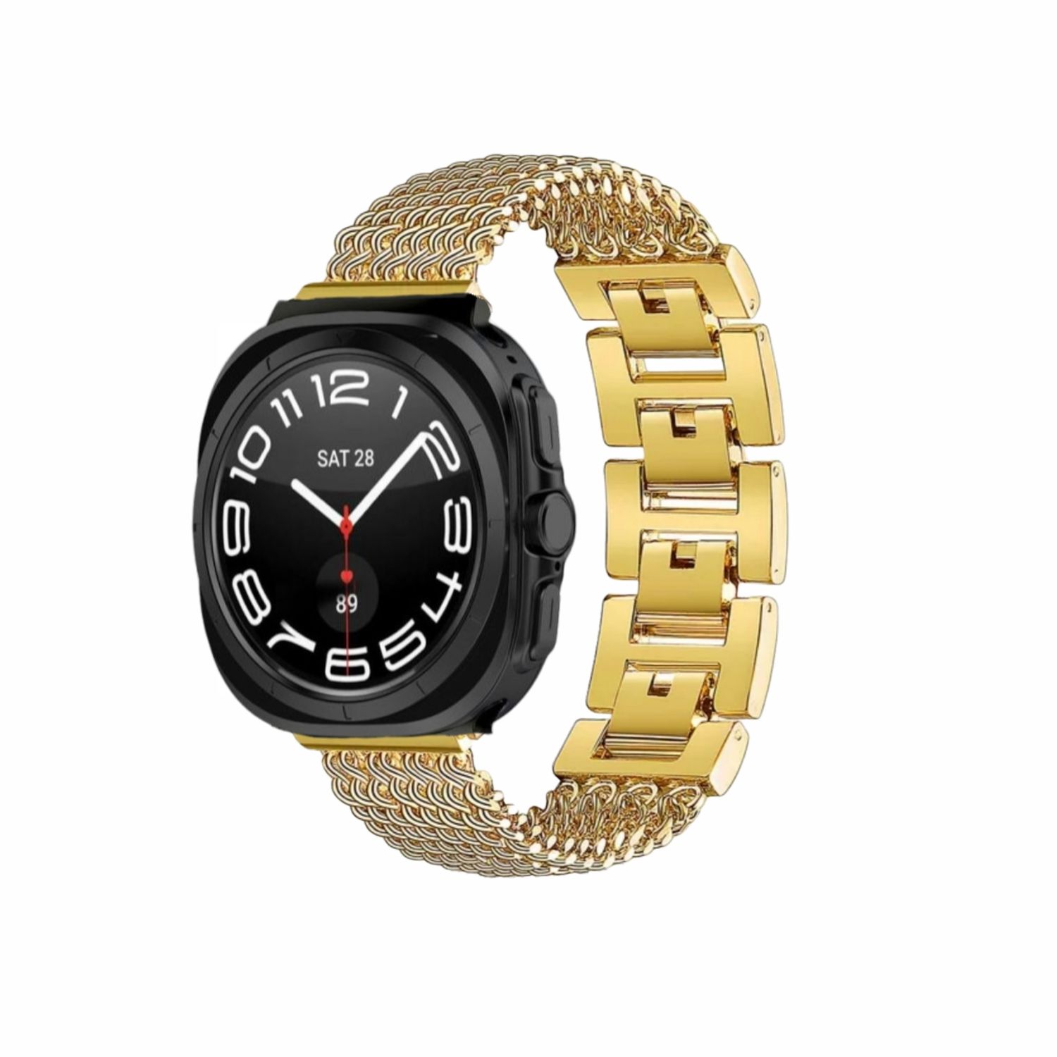 (Galaxy Watch 7 Ultra ONLY) Chain H design band Gold - باند تصميم سلسله ذهبي 