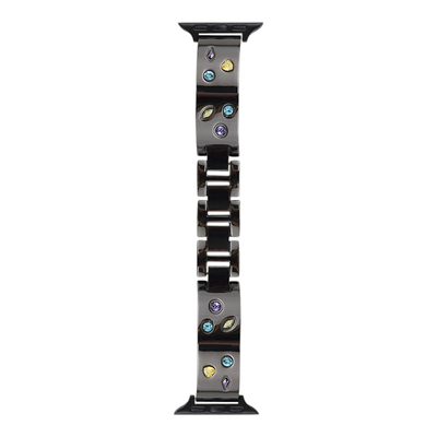 (38mm-40mm-41mm) Steel Rhinestones ladies design Black - باند ستيل تصميم نسائي احجار كريمه اسود 