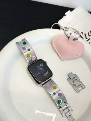 (38mm-40mm-41mm) Steel Rhinestones ladies design Silver - باند ستيل تصميم نسائي احجار كريمه سلفر 