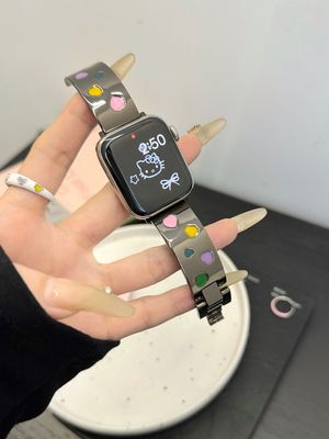 (38mm-40mm-41mm) Steel Rhinestones ladies design Black - باند ستيل تصميم نسائي احجار كريمه اسود 