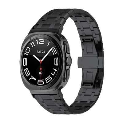 (Galaxy Watch 7 &amp; 8 Ultra ONLY) Rolex AP Steel band Black - باند رولكس تصميم اي بي لون اسود 